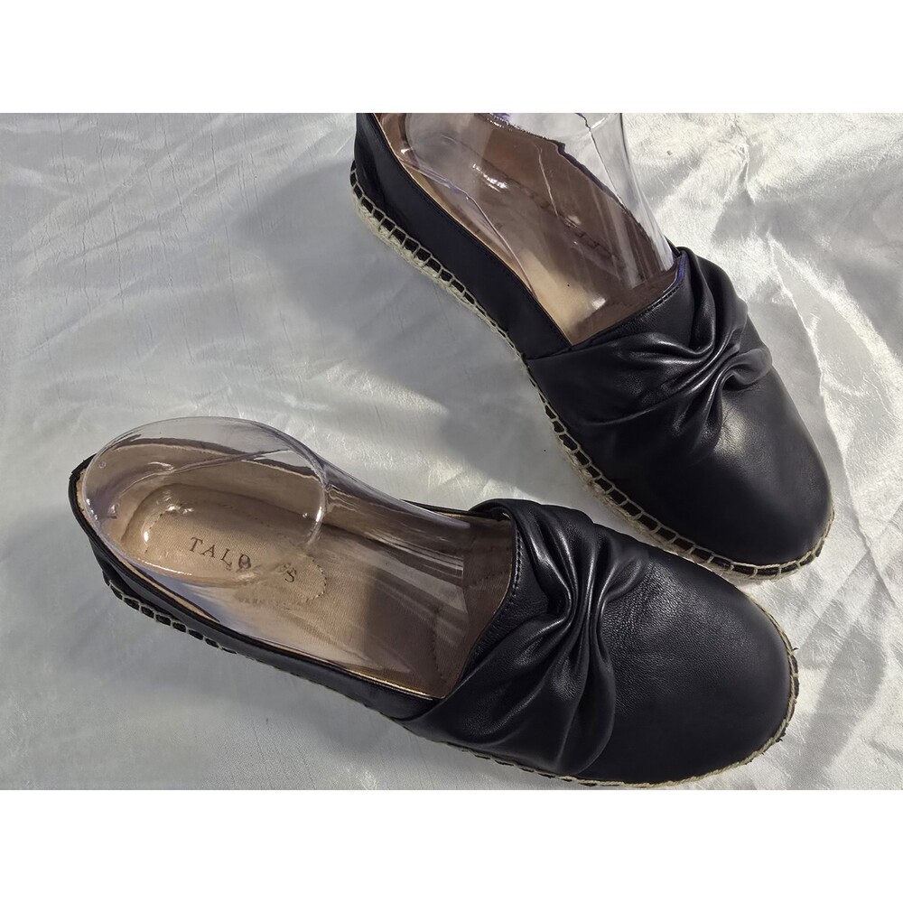 Talbots IZZY Knot Detail Espadrilles SOFT Comfort Size 9.5 Black Leather Slip-on - Picture 4 of 10